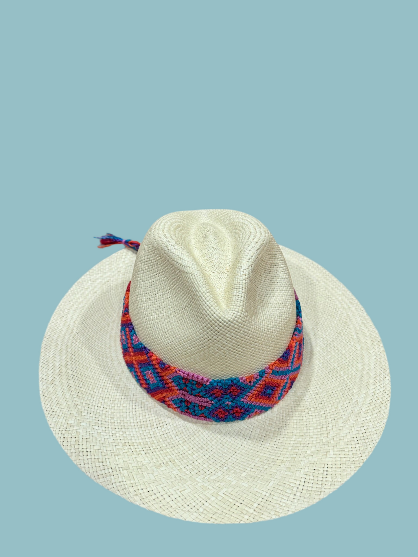 1:1 Orange Pink & Blue Handwoven Panama & Band